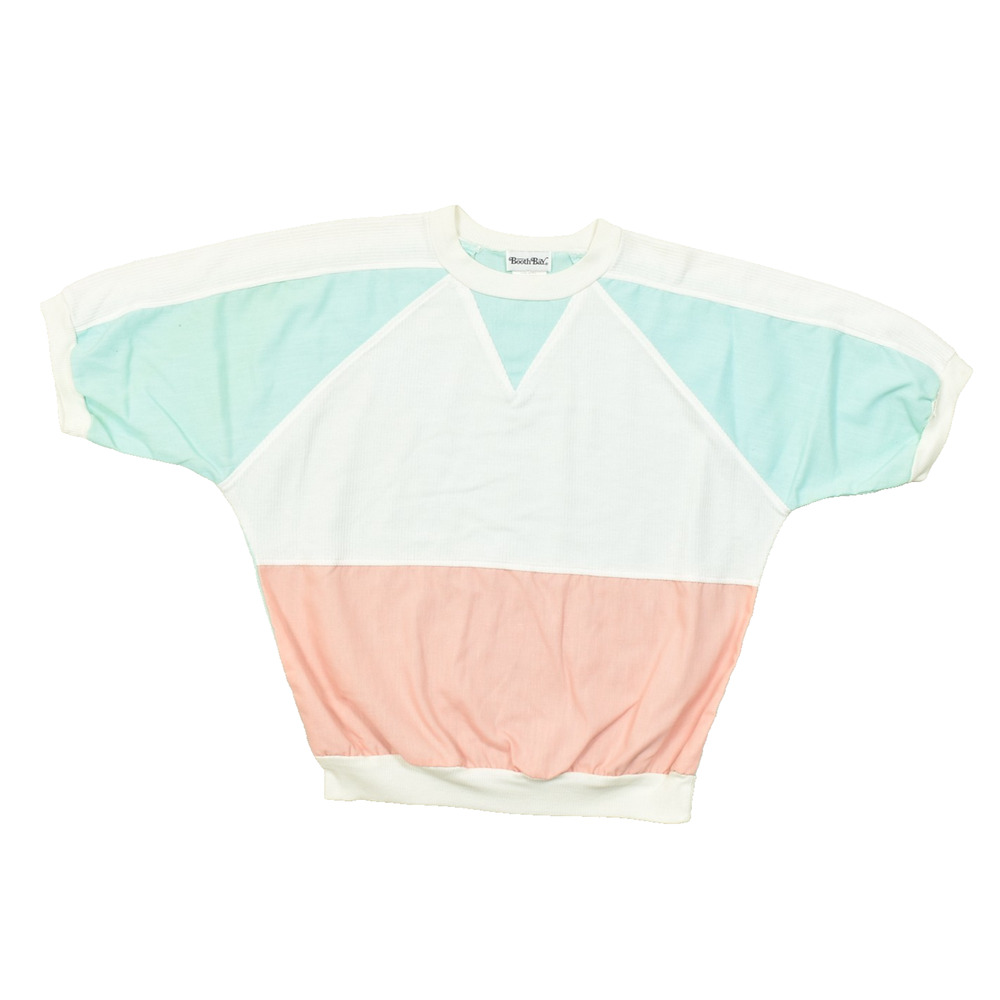 Booth Bay Vintage 80s Pastel Colorblock Knit Top Women's Size 38 Mint Peach VTG